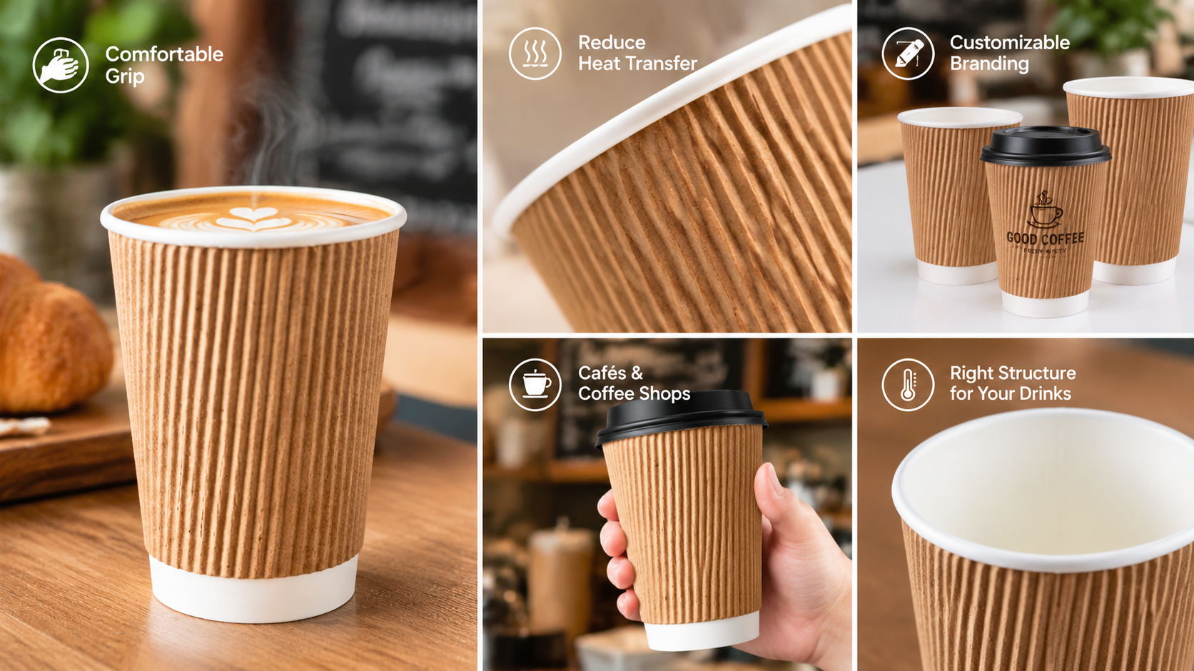 Disposable Ripple Cups Triple Wall Custom Ripple Insulated Double Wall Coffee Cups-1