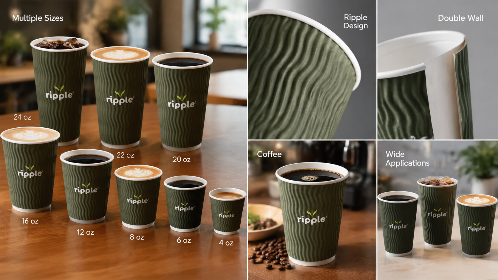 Disposable Ripple Cups Triple Wall Custom Ripple Insulated Double Wall Coffee Cups-2