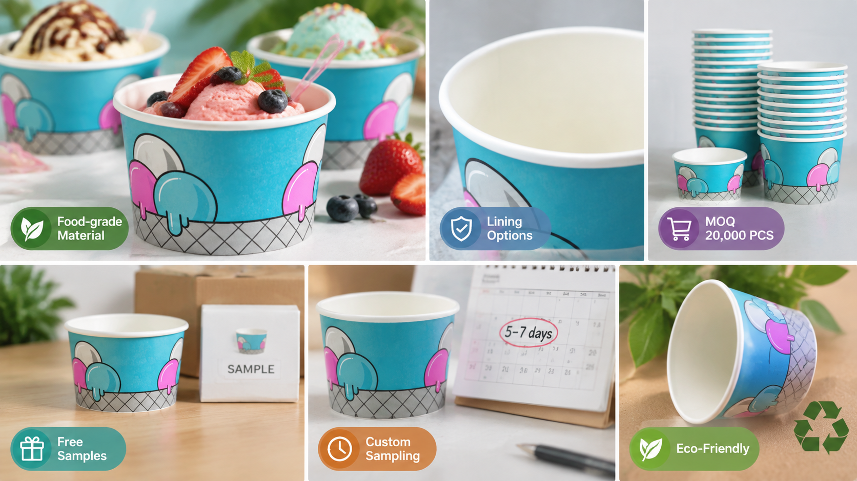 Eco-Friendly Ice Cream Smoothie Paper Cups-3