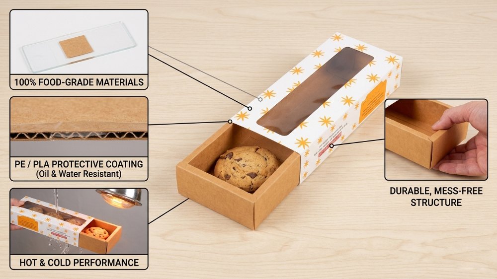 Foldable Kraft Paper Rectangle Cardboard Packaging Custom Slide Food Packaging Cookies Kraft Paper Drawer Box (2)