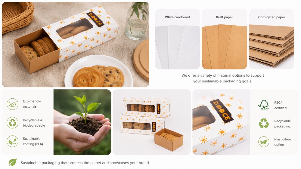 Foldable Kraft Paper Rectangle Cardboard Packaging Custom Slide Food Packaging Cookies Kraft Paper Drawer Box (5)