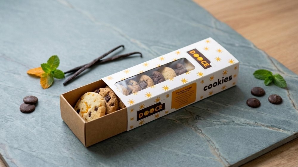 Foldable Kraft Paper Rectangle Cardboard Packaging Custom Slide Food Packaging Cookies Kraft Paper Drawer Box