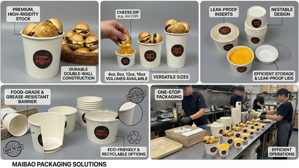 Mini Burger Paper Cups for Cheese Dip & Sliders (3)