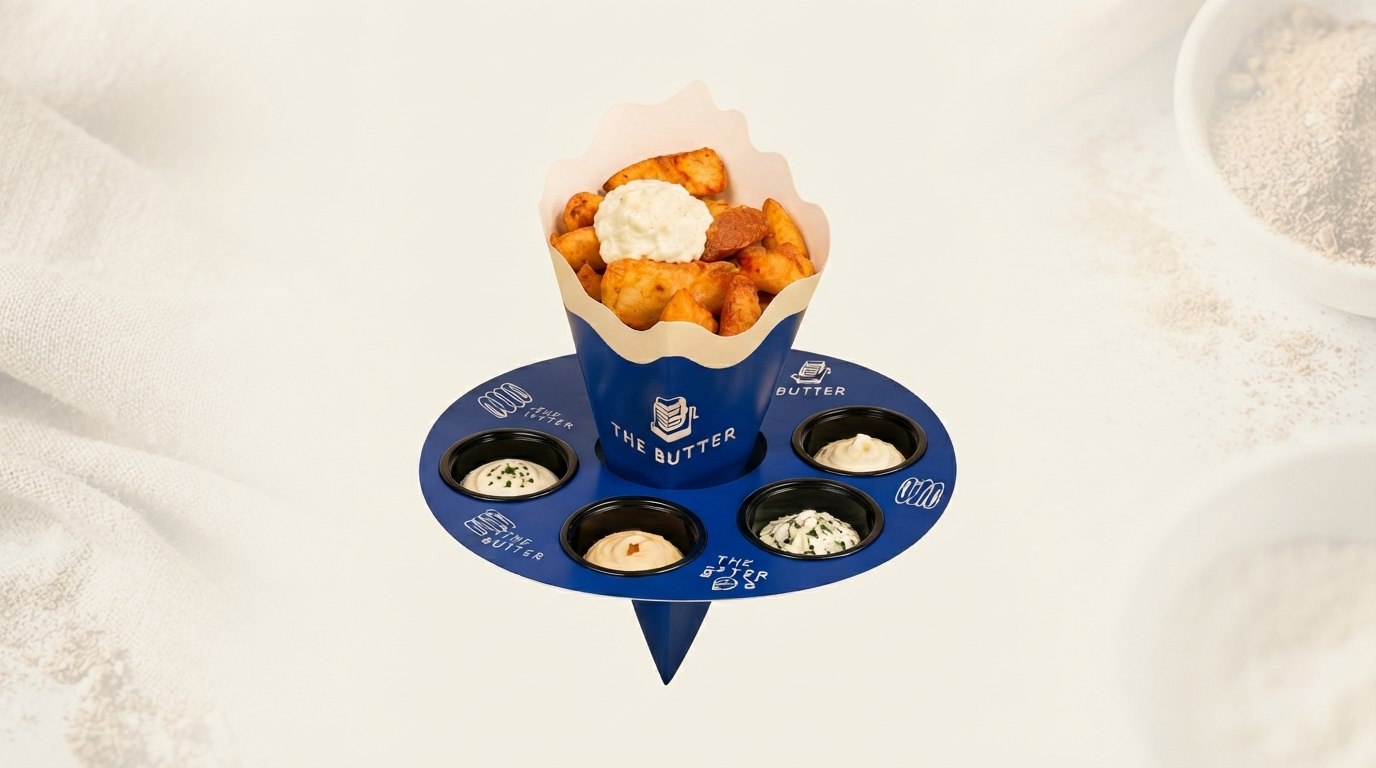 Paper Fry Cup with Sauce Cup Holder for Takeaway Food (3)