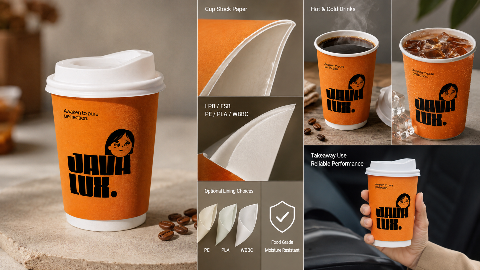 Personalized Paper Coffee Cups with Lids for Secure Brand Beverage Packaging-1