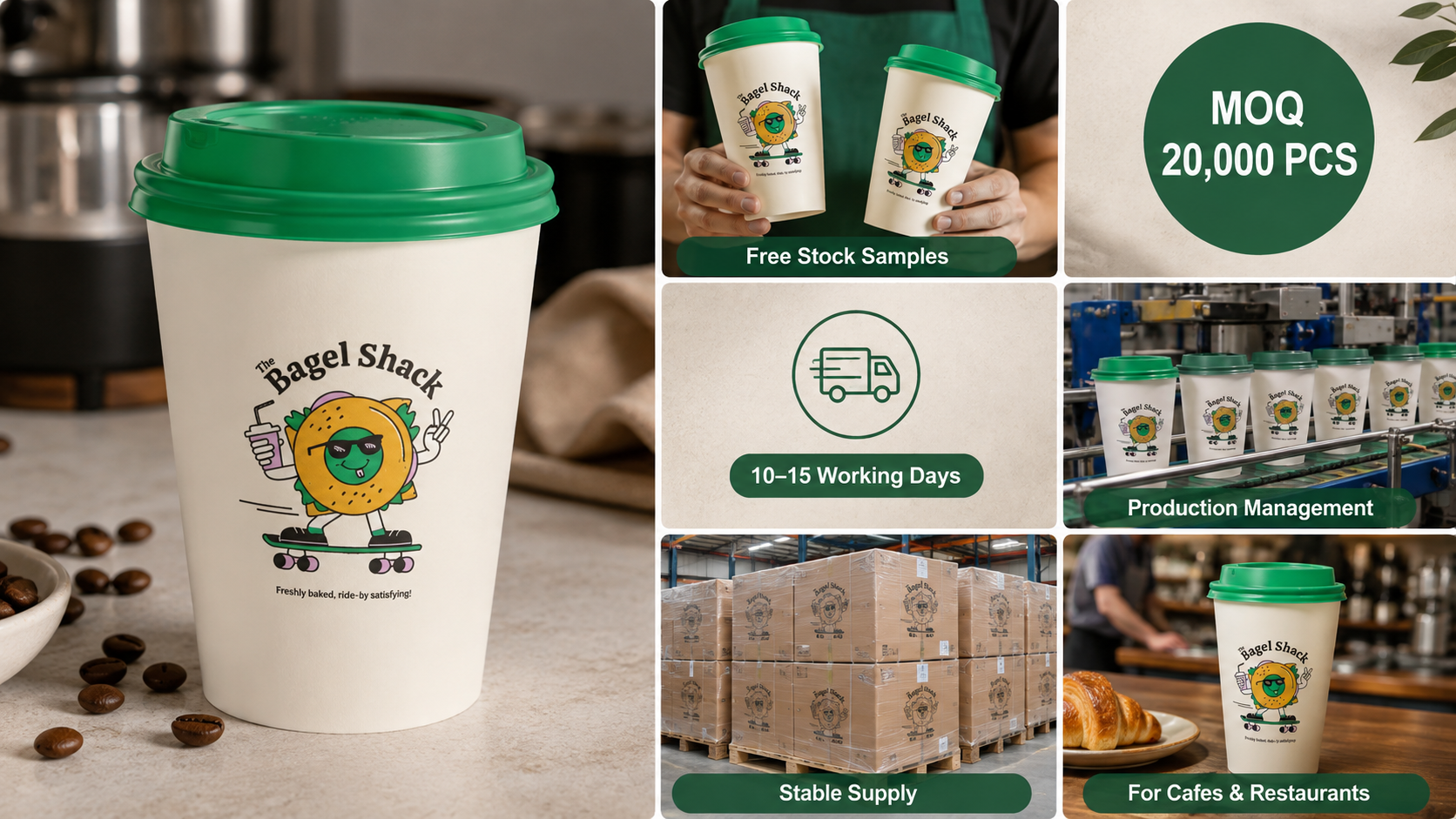 Personalized Paper Coffee Cups with Lids for Secure Brand Beverage Packaging-4