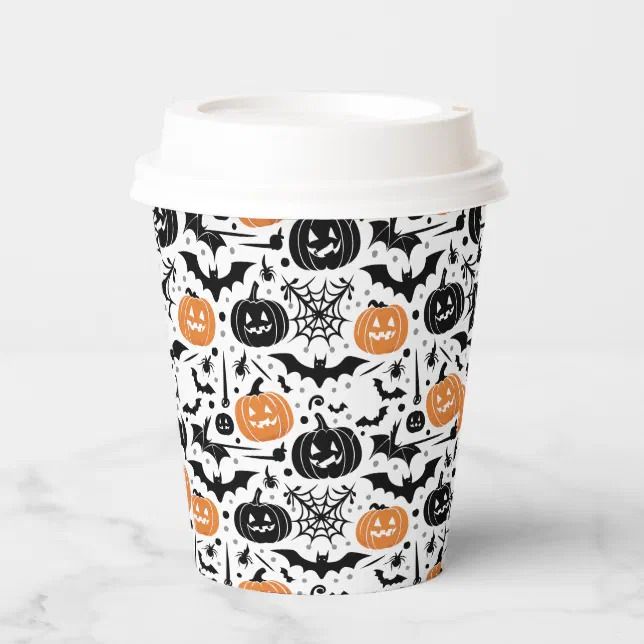 Spooky Halloween Seamless Pattern  Paper Cups _ Zazzle