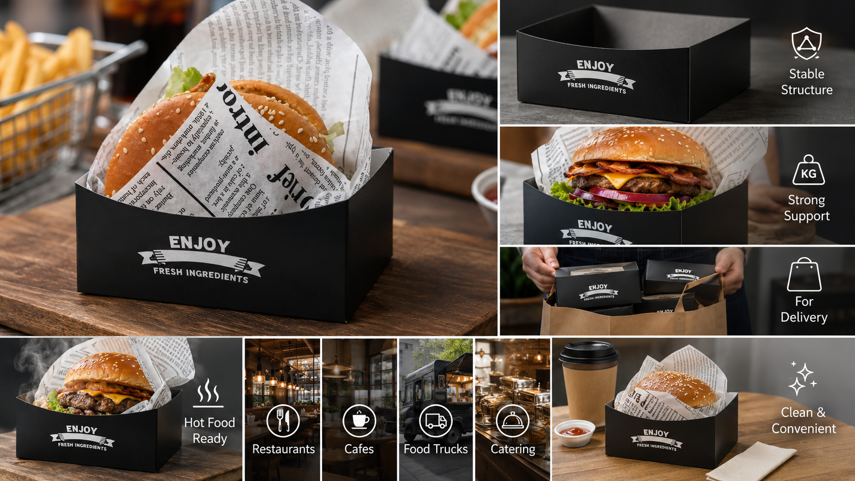 Take Out Box Sandwich Take Out Mini Burger Boxes Toast Holding Bread Tray For Take Out Food Paper Box-2