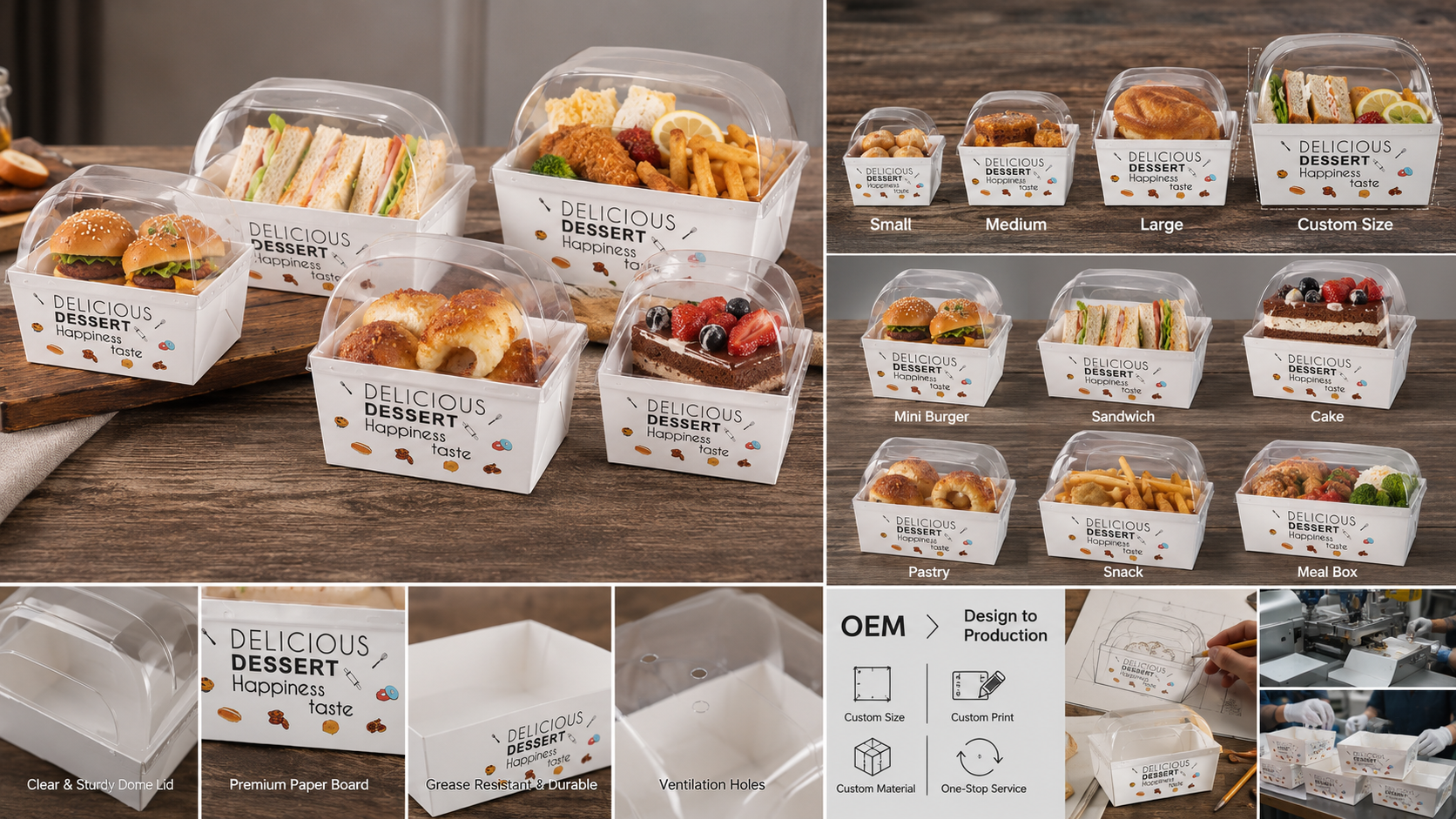 Take Out Box Sandwich Take Out Mini Burger Boxes Toast Holding Bread Tray For Take Out Food Paper Box-4