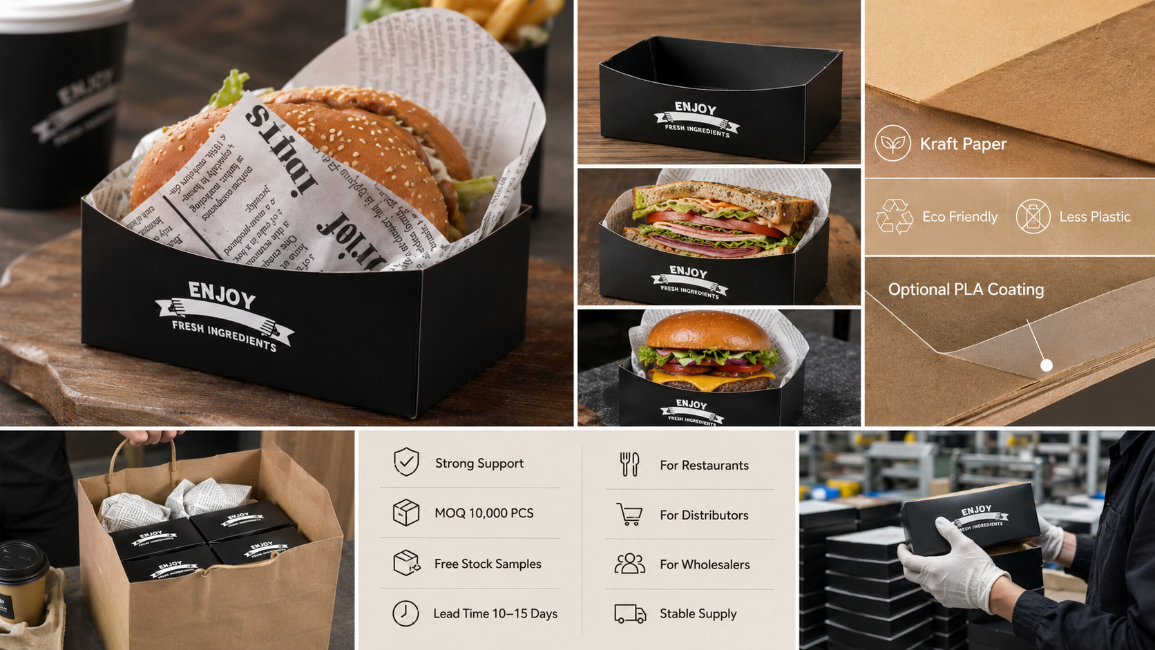 Take Out Box Sandwich Take Out Mini Burger Boxes Toast Holding Bread Tray For Take Out Food Paper Box-5