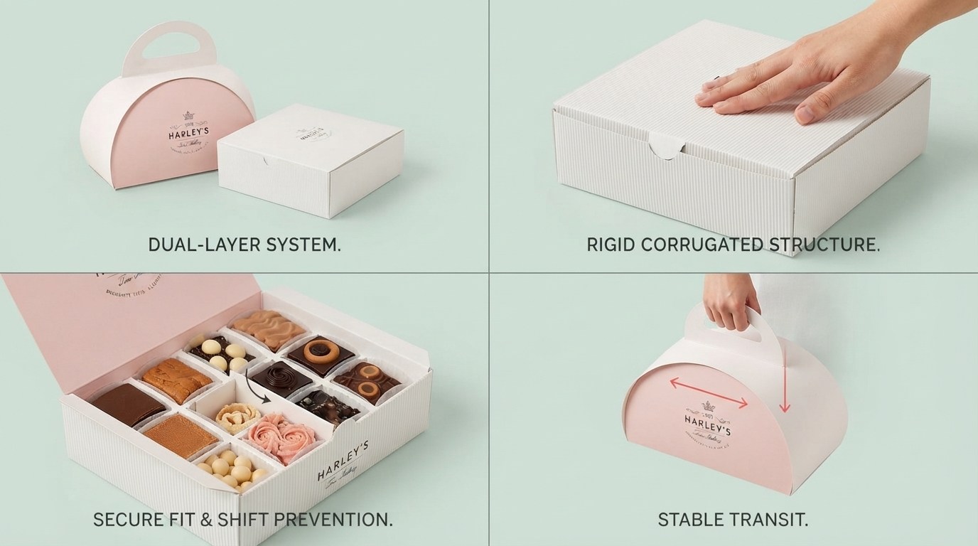 Takeout Bakery Box with Handle and Corrugated Insert (4)