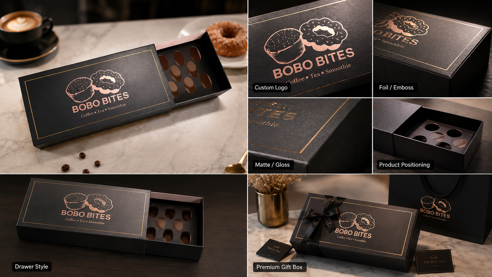 Wholesale Custom Printed Durable Corrugated Paper Packaging Black Luxury Mochi Donut Bouquet Boxes With Logo-1