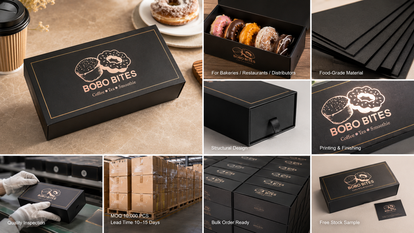 Wholesale Custom Printed Durable Corrugated Paper Packaging Black Luxury Mochi Donut Bouquet Boxes With Logo-4