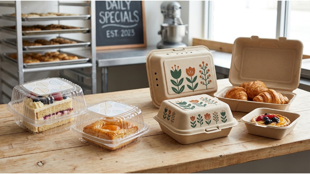 maibaopak Clamshell containers_ sturdy protection for cakes and pastries