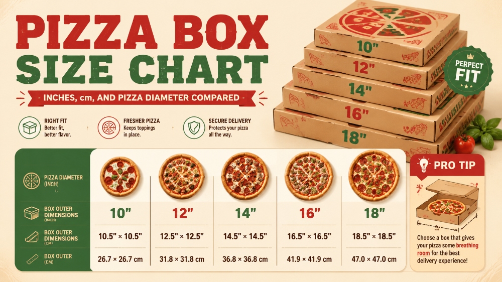 maibaopak Pizza Box Size Compared