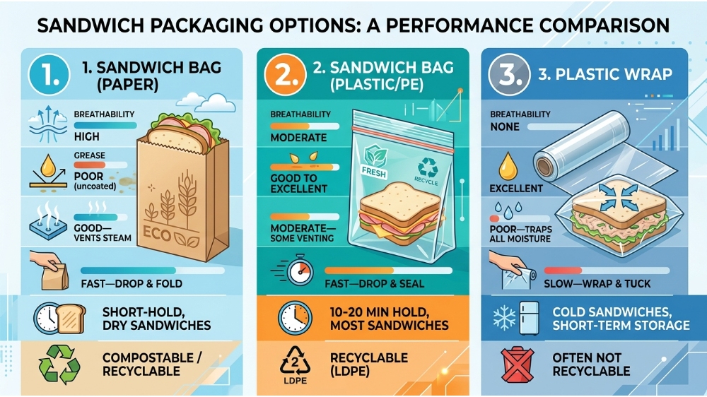 maibaopak Sandwich Bags vs Plastic Wrap Comparison